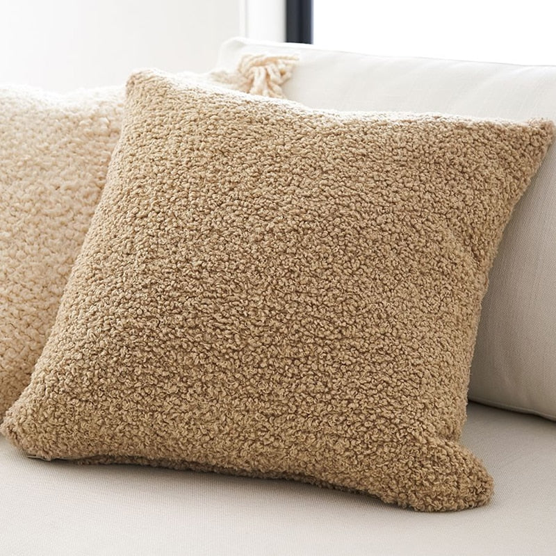 Housse de coussin en peluche